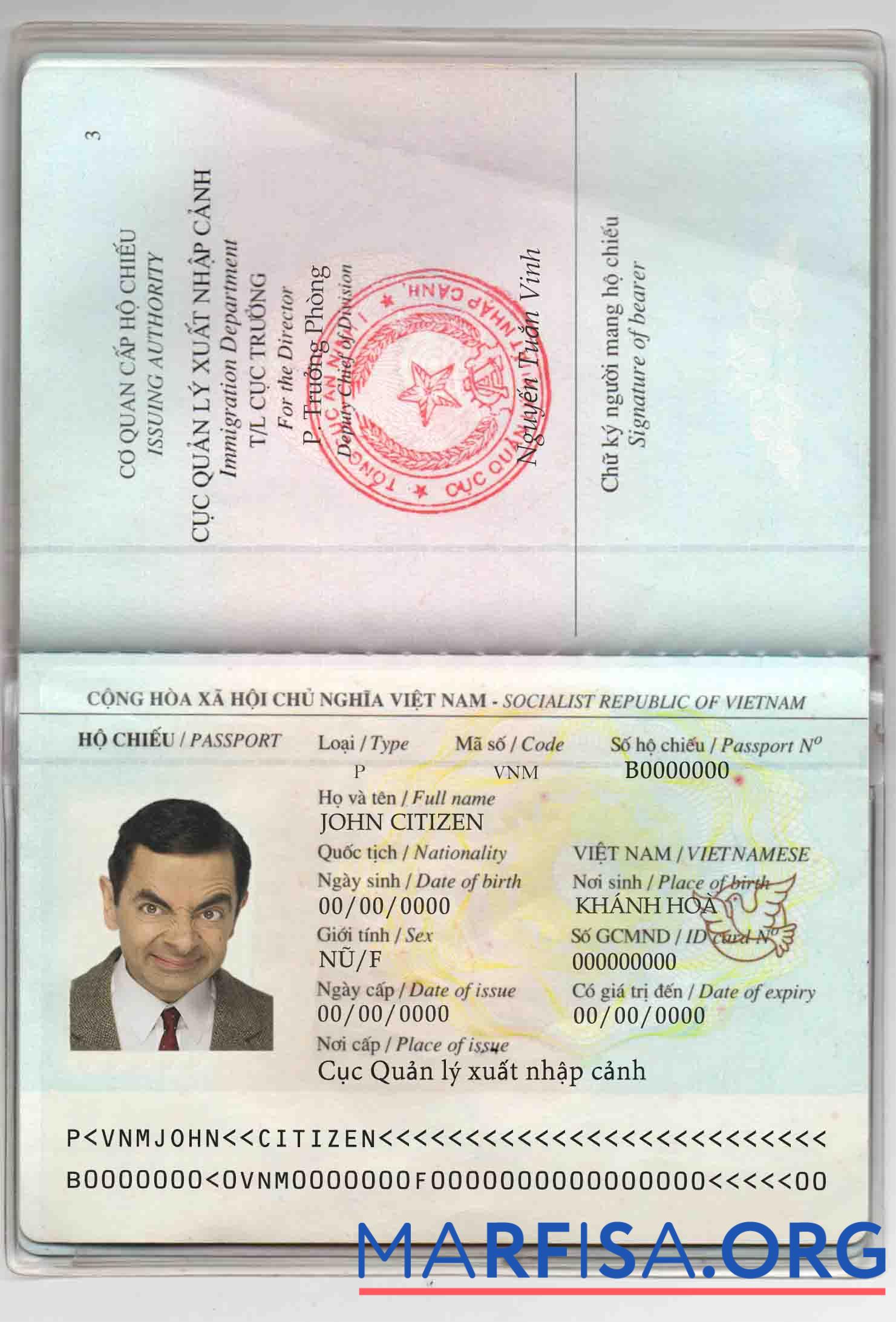 Realistic Vietnam passport template
